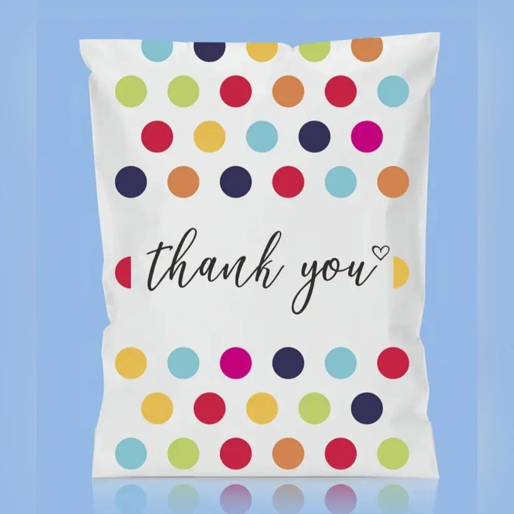 Ten Colorful Polka Dot Thank You 10x13 Poly Mailer
